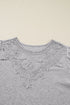 Lace Yoke Ribbed Balloon Sleeve Patchwork Top